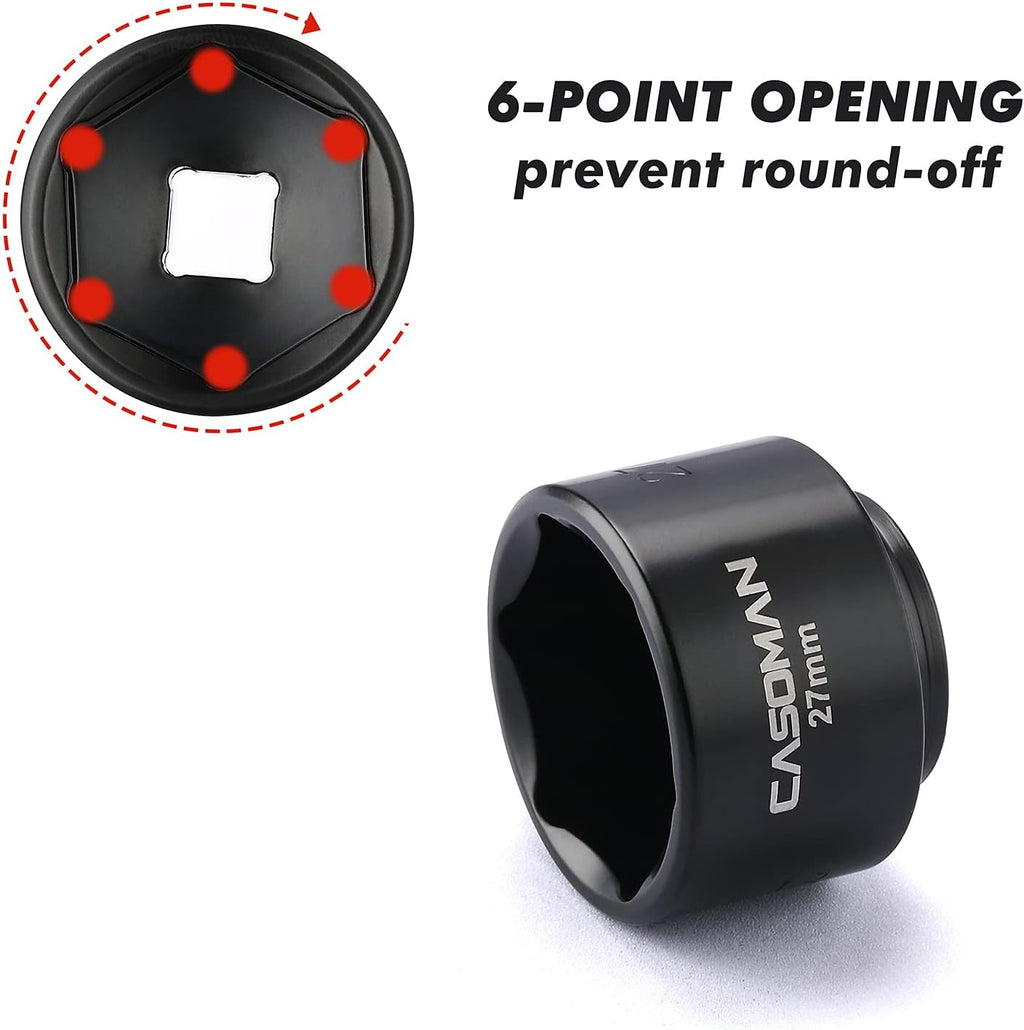 CASOMAN 5 Pieces 3/8" Drive Low Profile Oil Filter Socket Set, Oil Filter Cap Remover and Installer Tool Set, 6 Point, 24mm 27mm, 29mm, 32mm, 36mm, CR-V