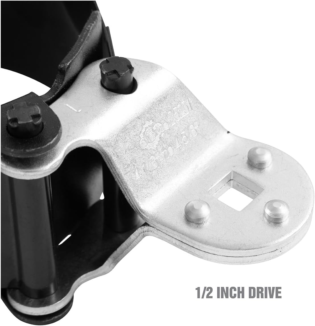 OEMTOOLS 25231 Heavy Duty Truck Oil Filter Wrench, 4-1/8 in to 4-5/8 in, 104mm to 118mm, 1/2 in Drive, Alloy Steel | Extra Wide Band Oil Filter Removal Tool, Adjustable Filter Wrench for Heavy Duty Trucks & Diesel Engines, 1/2" Drive