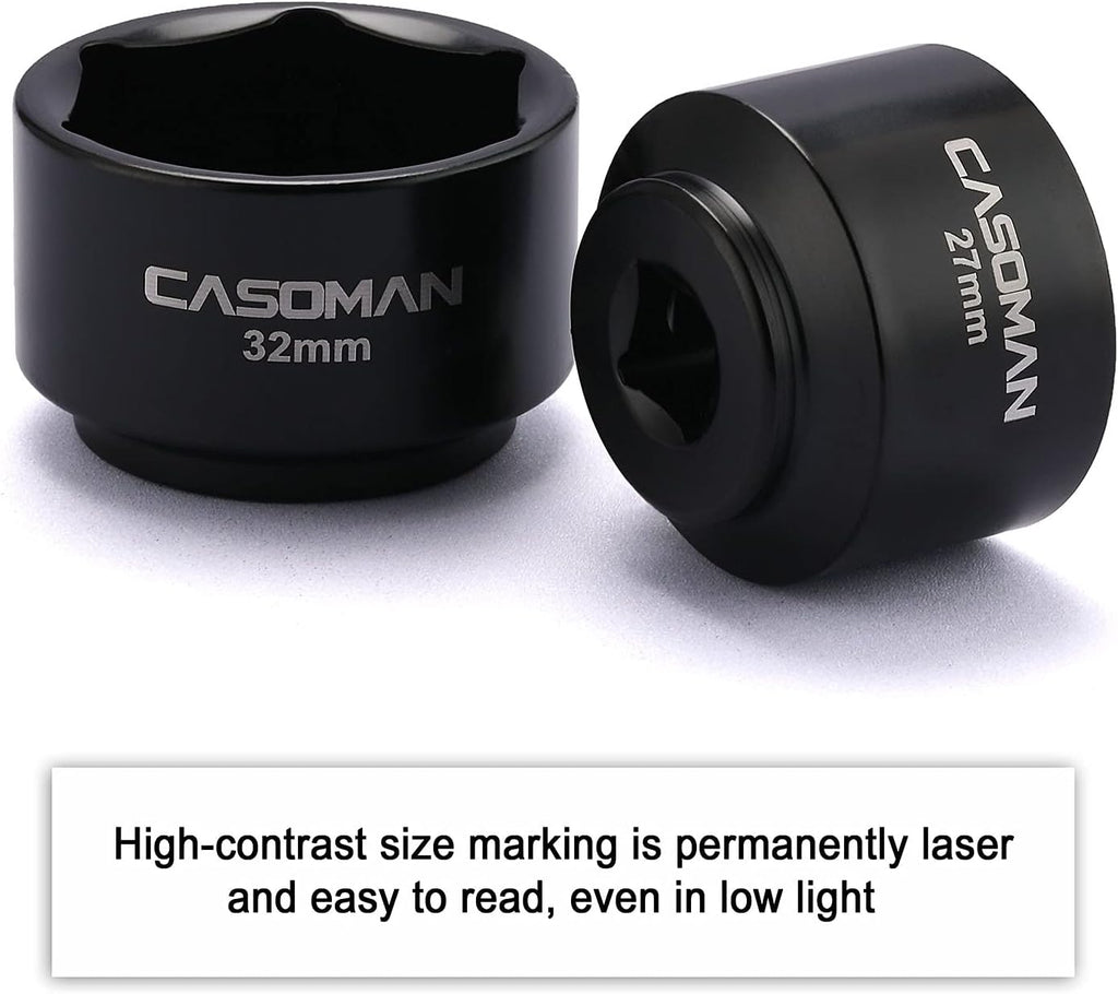 CASOMAN 5 Pieces 3/8" Drive Low Profile Oil Filter Socket Set, Oil Filter Cap Remover and Installer Tool Set, 6 Point, 24mm 27mm, 29mm, 32mm, 36mm, CR-V