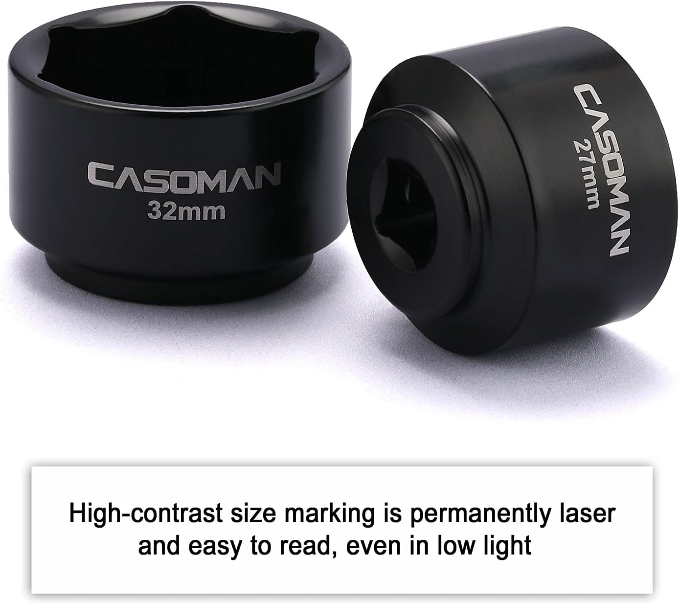 CASOMAN 5 Pieces 3/8" Drive Low Profile Oil Filter Socket Set, Oil Filter Cap Remover and Installer Tool Set, 6 Point, 24mm 27mm, 29mm, 32mm, 36mm, CR-V