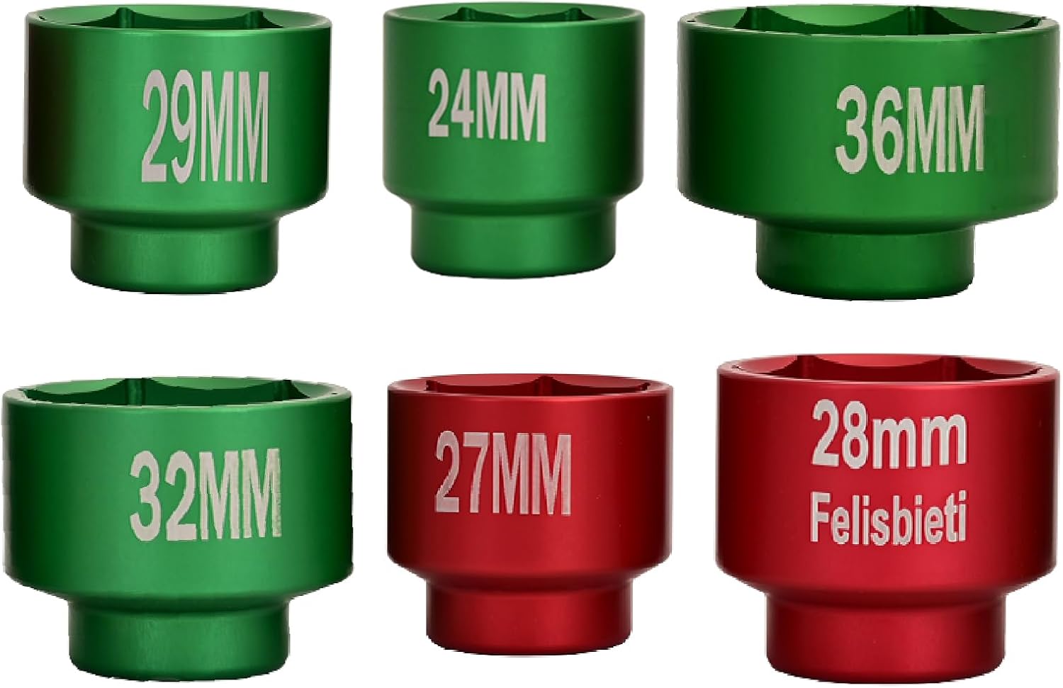 Oil Filter Socket Set, Oil filter Removal Tool. 6 pieces 3/8" Drive, metric size 36mm 32mm 29mm 28mm 27mm 24mm Socket Fuel Filter/Oil Filter Wrench Set