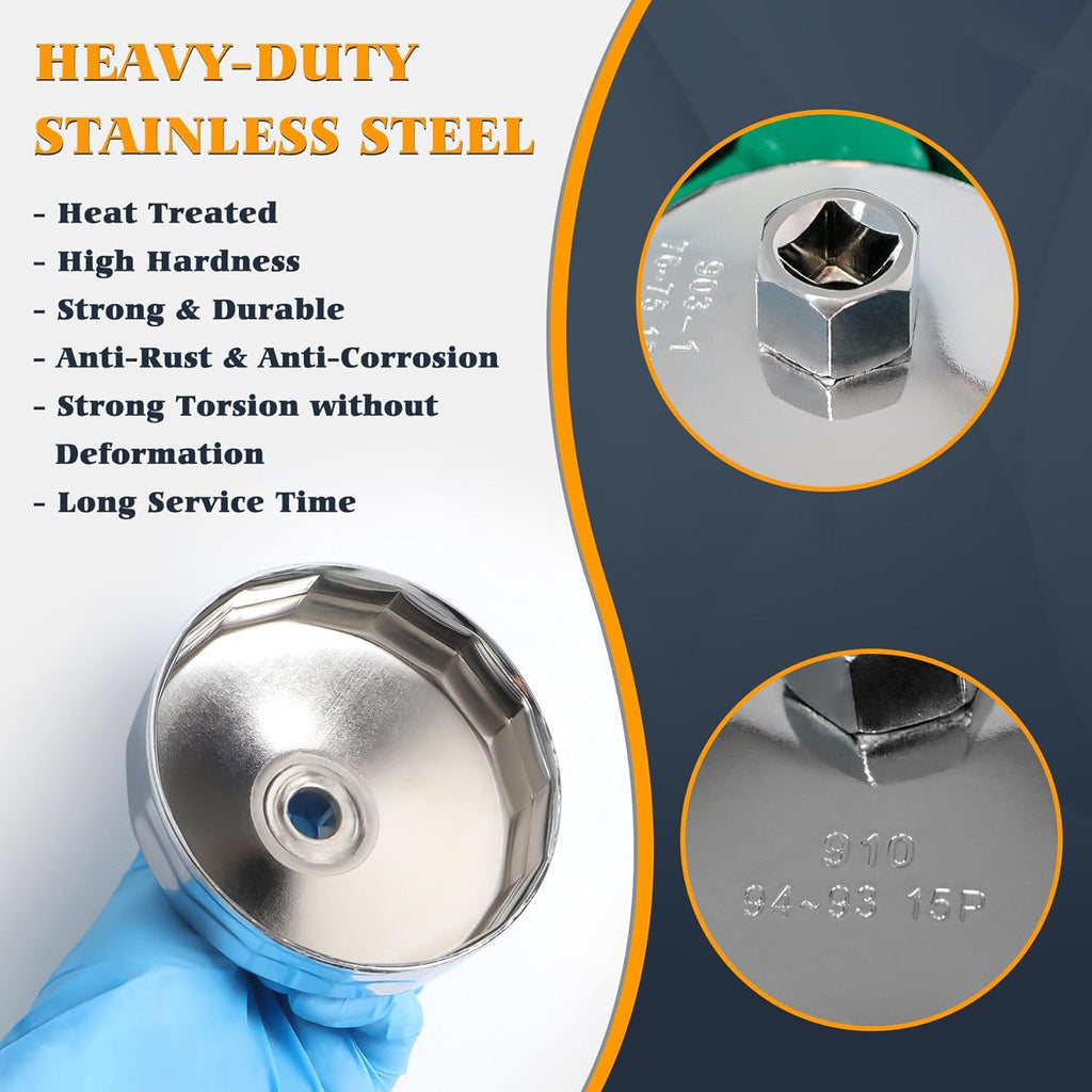 Oil Filter Wrench Set, 31PCS Oil Filter Socket Set 1/2 Inch Drive | Oil Filter Cap Removal Tool Stainless Steel 27mm 32mm 36mm 64mm-101mm Compatible with Volvo, BMW, Toyota, Honda, Nissan, etc