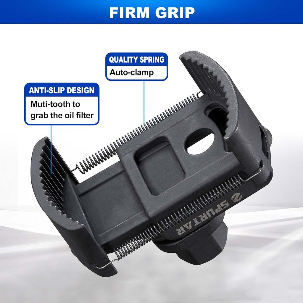 Spurtar Adjustable Oil Filter Wrench 2-3/8 to 3-1/8 inch 60-80mm Universal | Oil Filter Removal Tool 1/2'' Drive Cap Style Oil Filter Tool Fits Small Medium-sized Spin-on Oil Filters UTV JetSkis