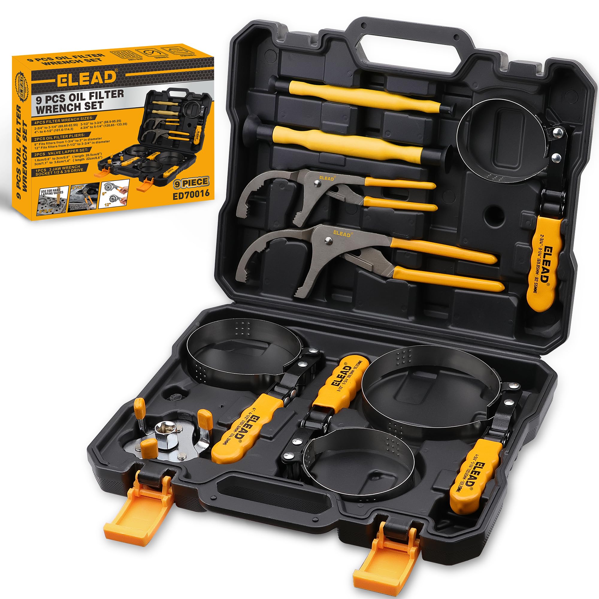 7-Piece 24-38mm Oil Filter Socket Wrench Set, 3/8'' Drive Oil Filter Cap Removal Tool, Oil-change Kit with 3/8'' Drive Ratchet Wrench Handle, Compatible with Toyota BMW Audi VW Porsche Vehicles