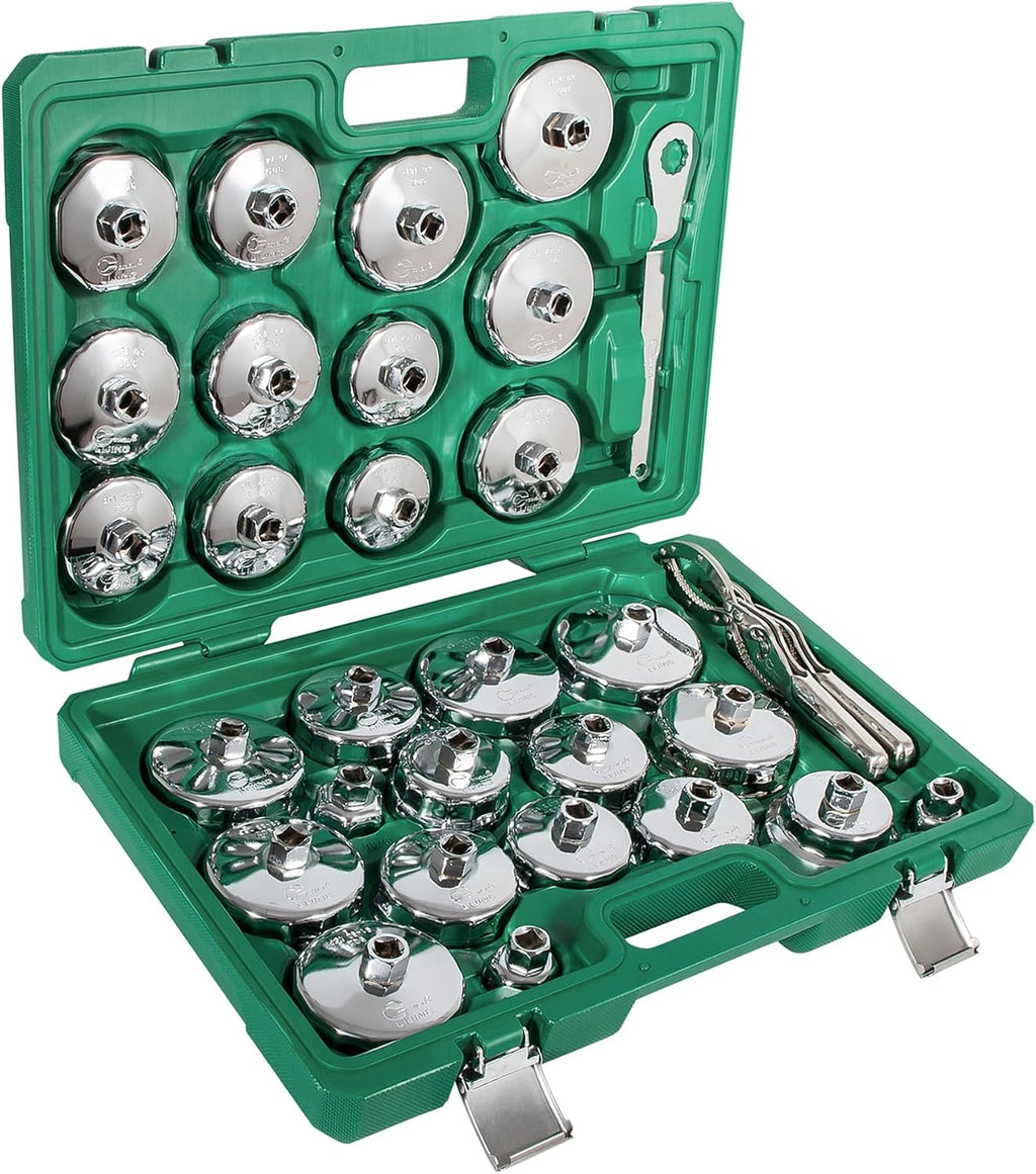 Oil Filter Wrench Set, 31PCS Oil Filter Socket Set 1/2 Inch Drive | Oil Filter Cap Removal Tool Stainless Steel 27mm 32mm 36mm 64mm-101mm Compatible with Volvo, BMW, Toyota, Honda, Nissan, etc